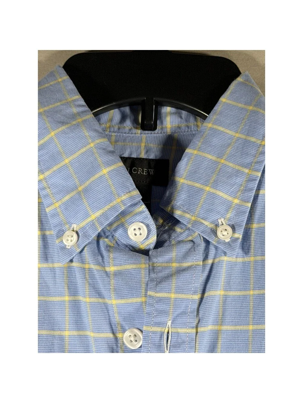 J.Crew Mens XS Blue Yellow Grid 2-Ply 100% Cotton Washed Shirting Button Down